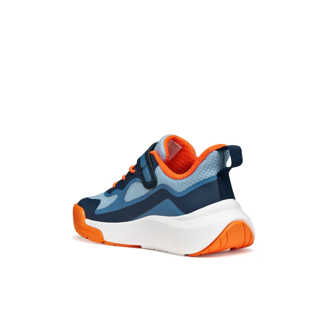 Sneakers in mesh blu e arancione da Bambino con suola traspirante Geox - Image 3