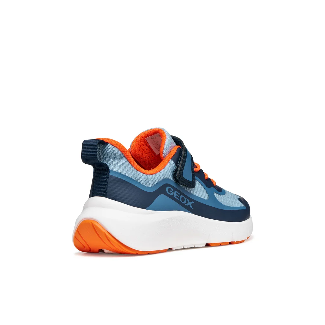 Sneakers in mesh blu e arancione da Bambino con suola traspirante Geox - Image 4