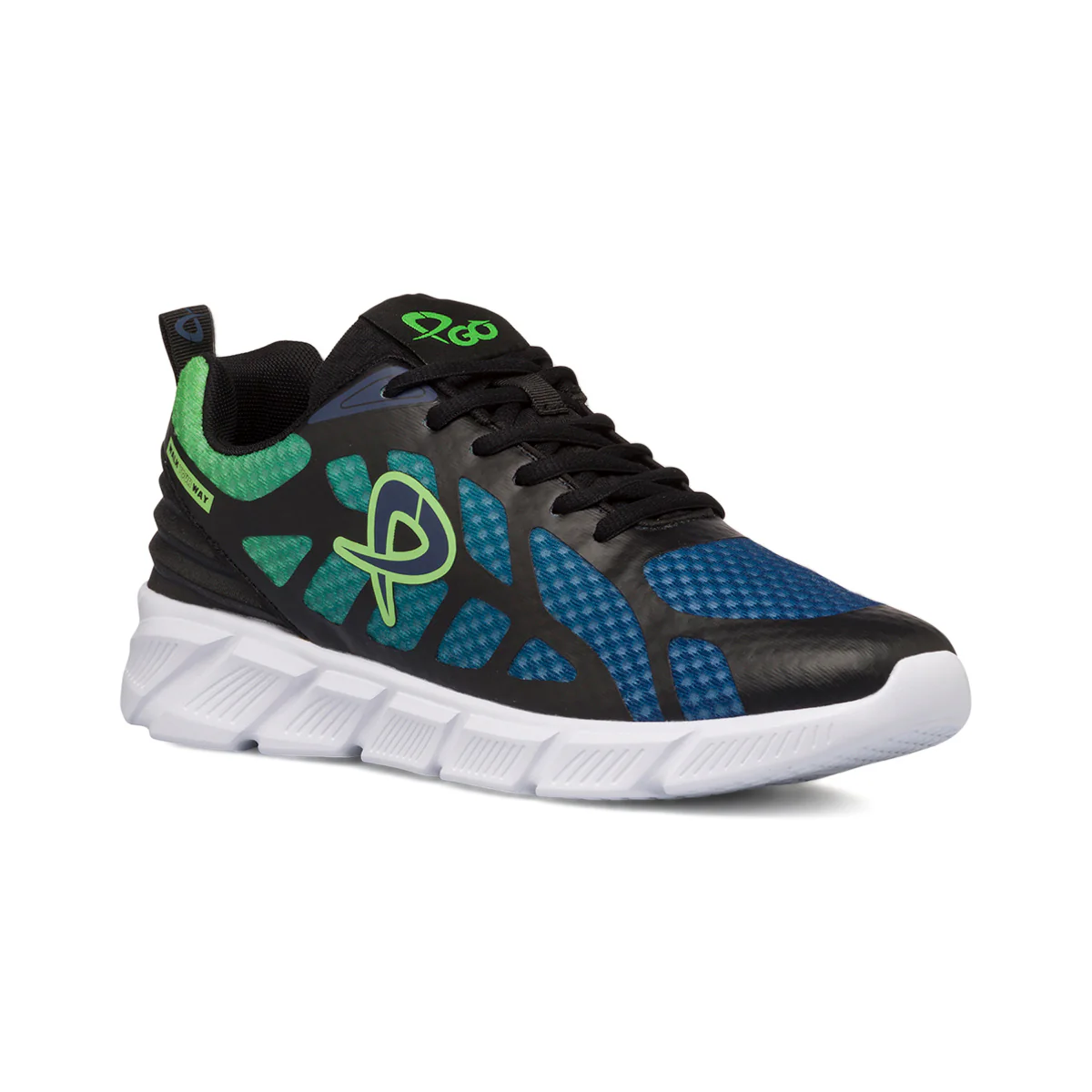 Sneakers in tessuto mesh blu e gialle da uomo con dettagli neri P Go - Image 2