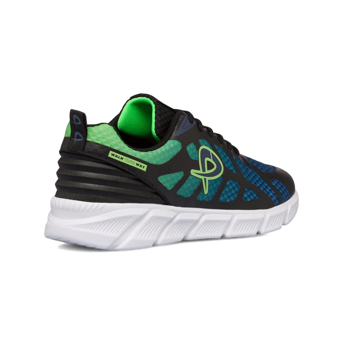 Sneakers in tessuto mesh blu e gialle da uomo con dettagli neri P Go - Image 3