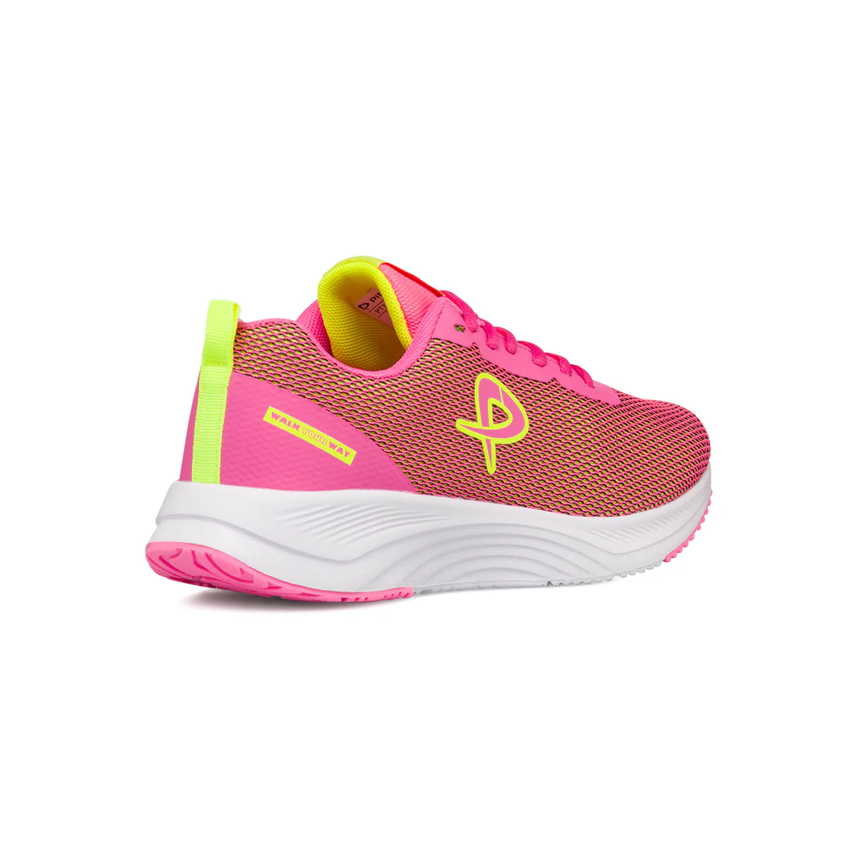 Sneakers in tessuto mesh rosa da donna con dettagli in giallo P Go - Image 3