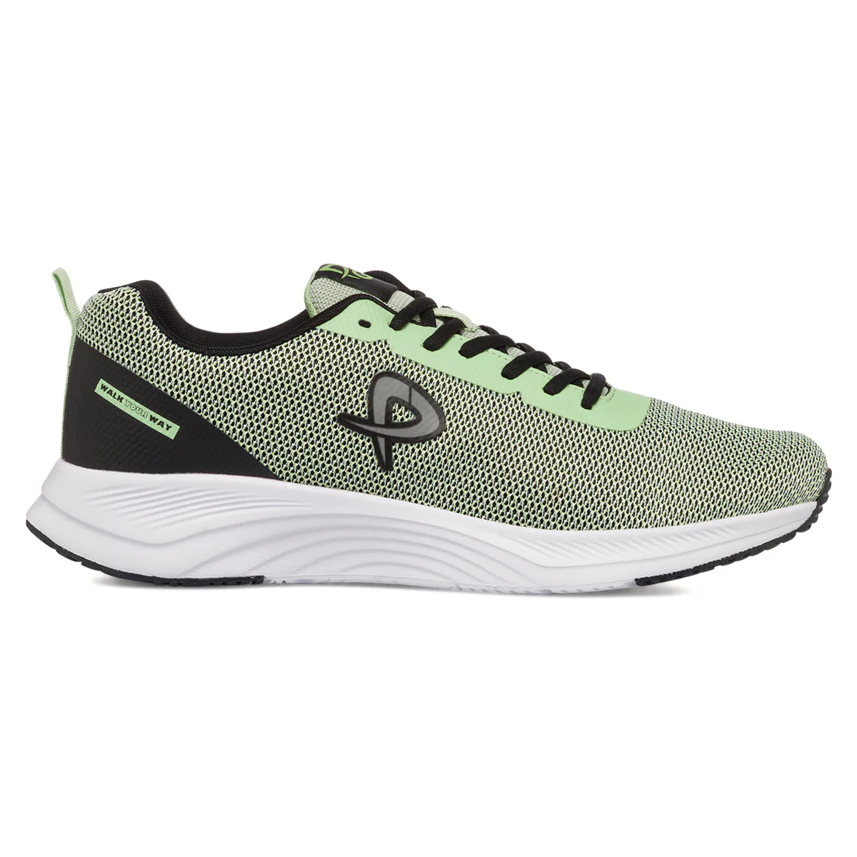 Sneakers in tessuto mesh verdi e nere da uomo P Go