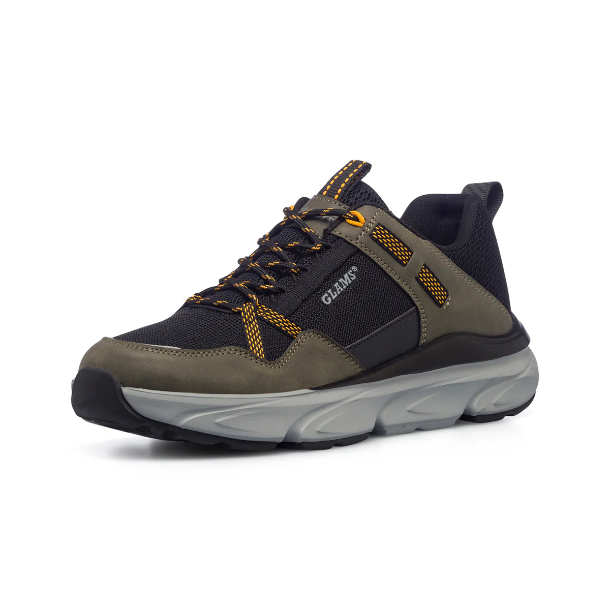 Sneakers khaki da uomo in mesh Glams - Image 2