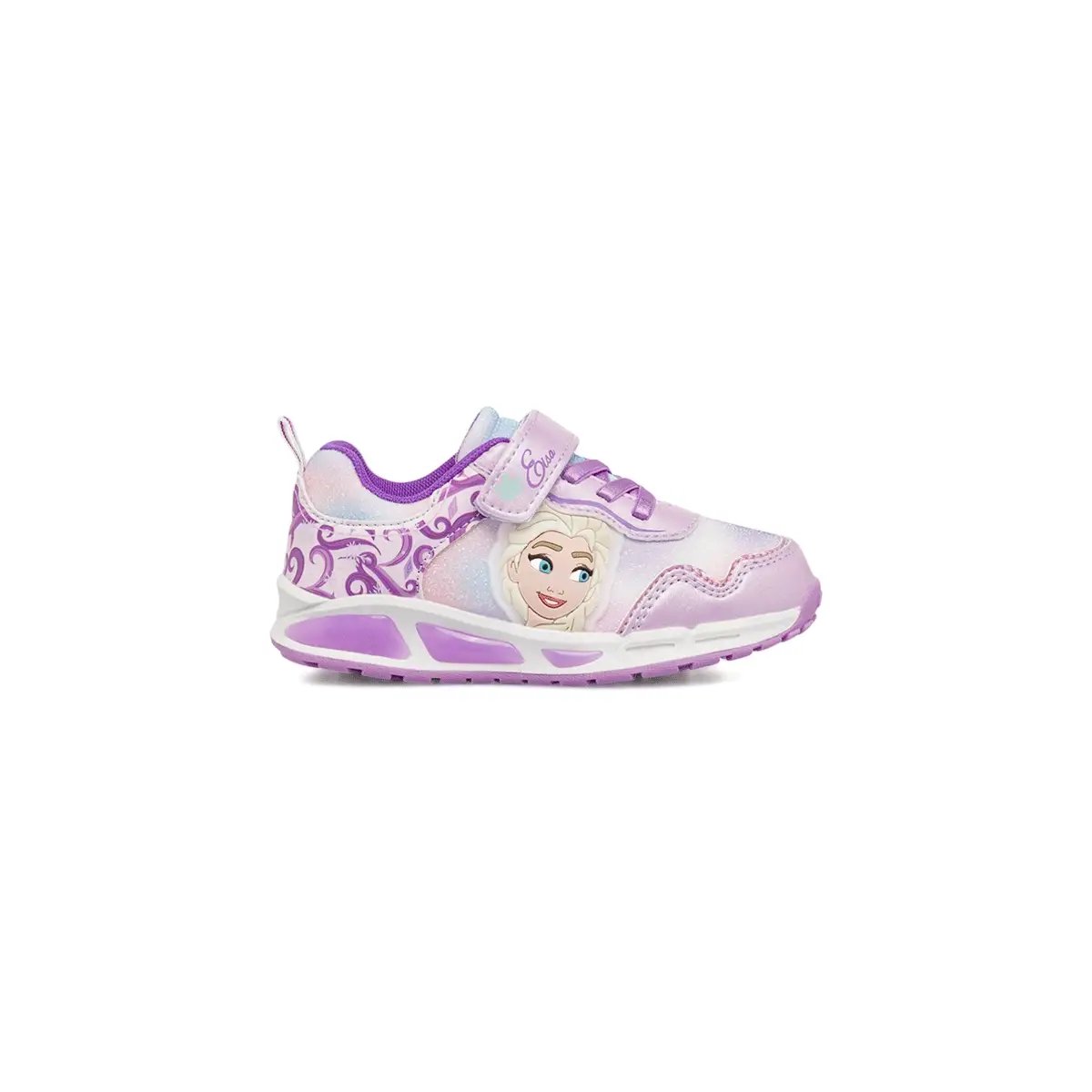 Sneakers lilla Bambina con luci nella suola e dettagli glitter Frozen