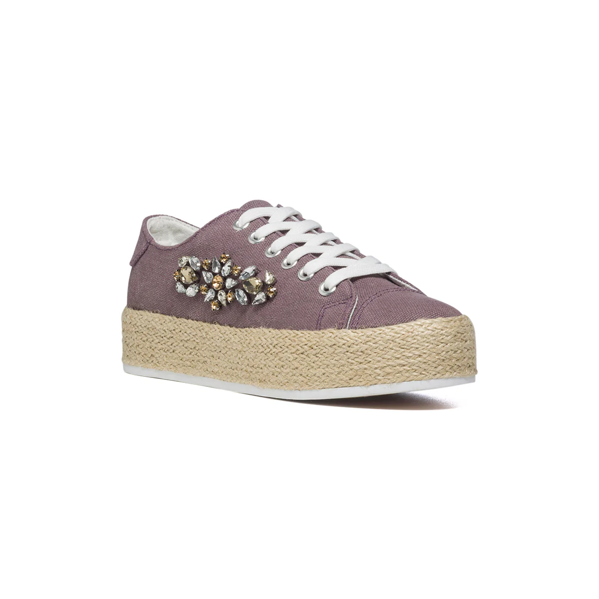 Sneakers lilla in canvas con suola in corda e applicazione di perline Lora Ferres - Image 2