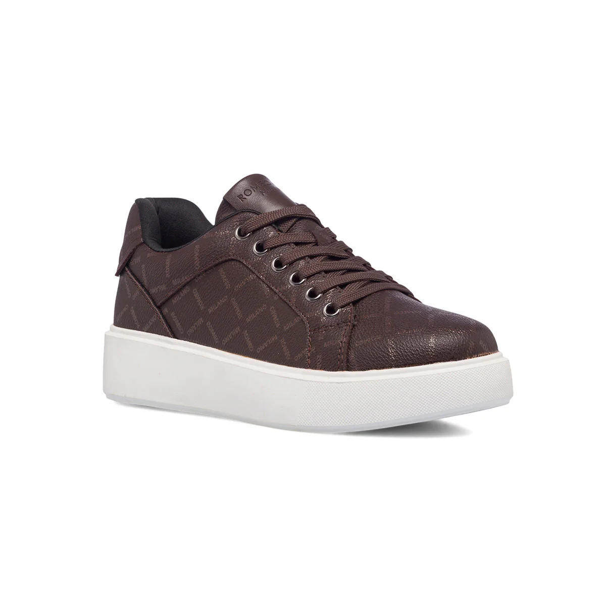 Sneakers marroni da donna con stampa monogramma Romeo Gigli Milano - Image 2