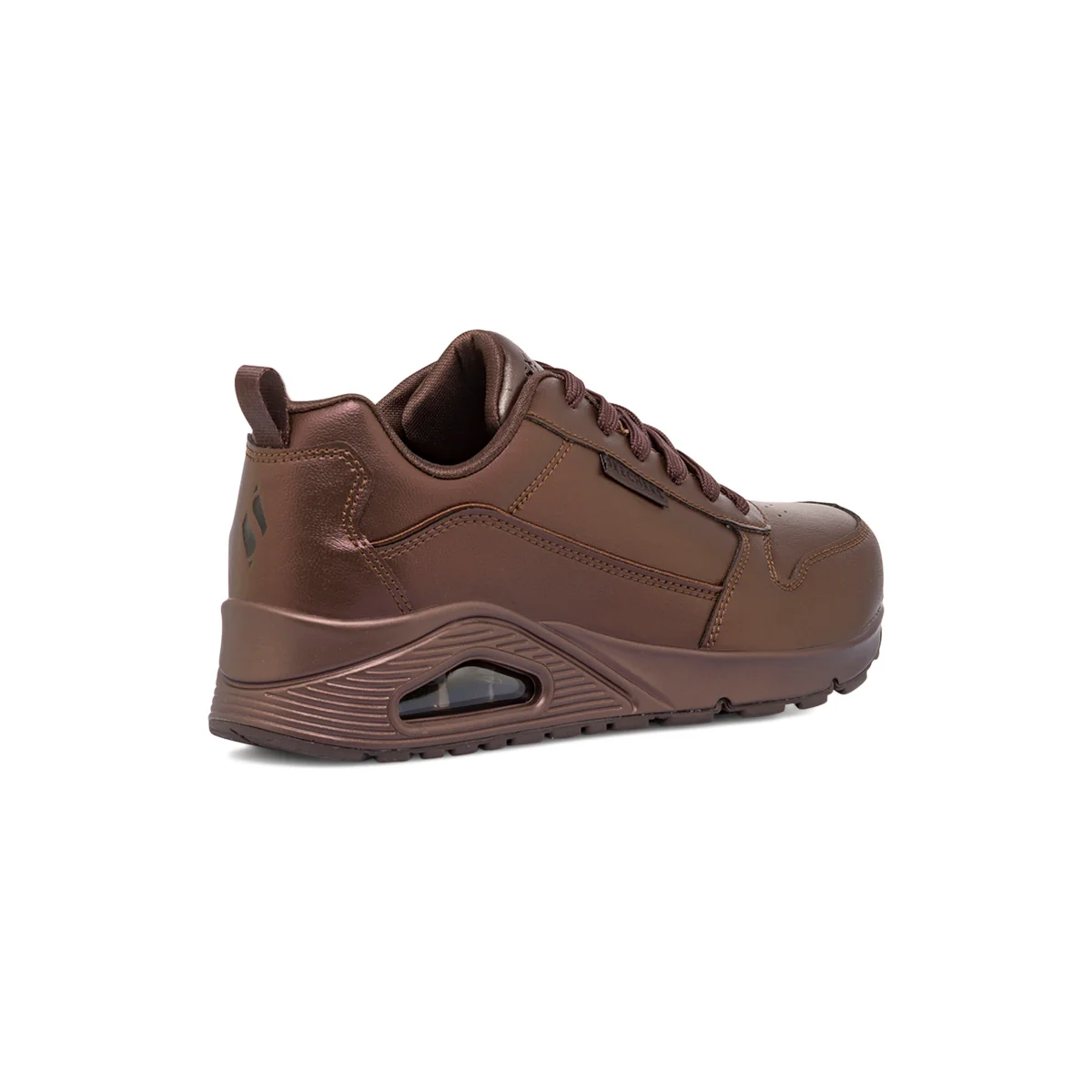 Sneakers marroni effetto metallizzato da donna con suola ad aria Skechers Uno - Image 3