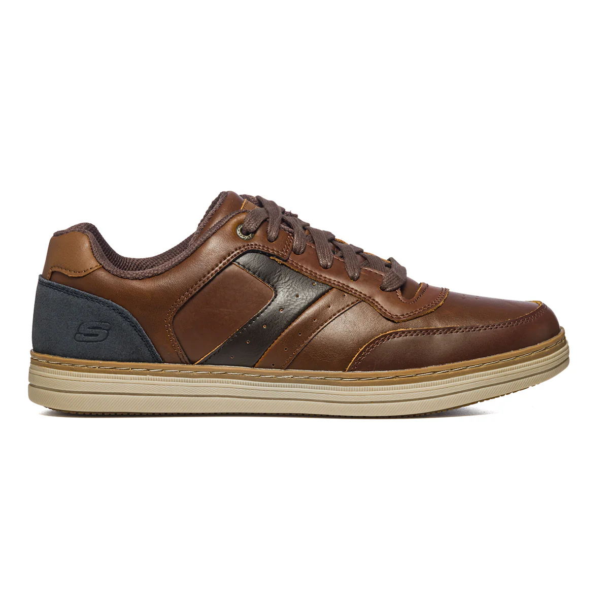 Sneakers marroni in pelle con logo laterale Skechers