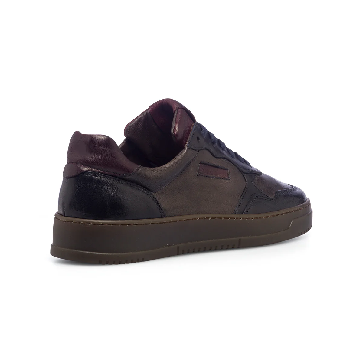 Sneakers marroni in pelle da uomo con lacci blu ReBlu - Image 3