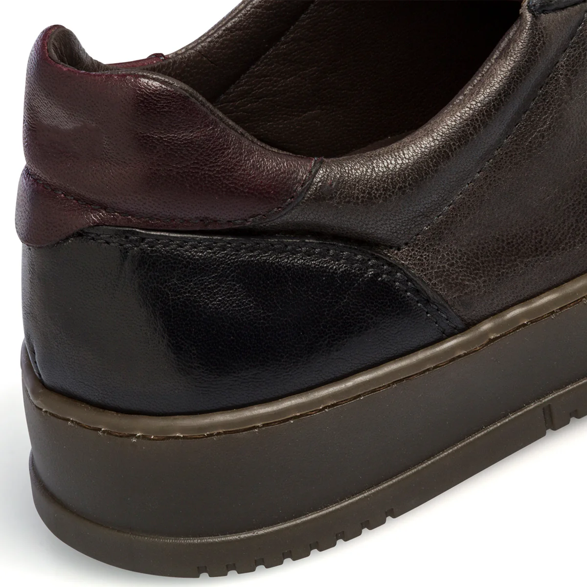 Sneakers marroni in pelle da uomo con lacci blu ReBlu - Image 7