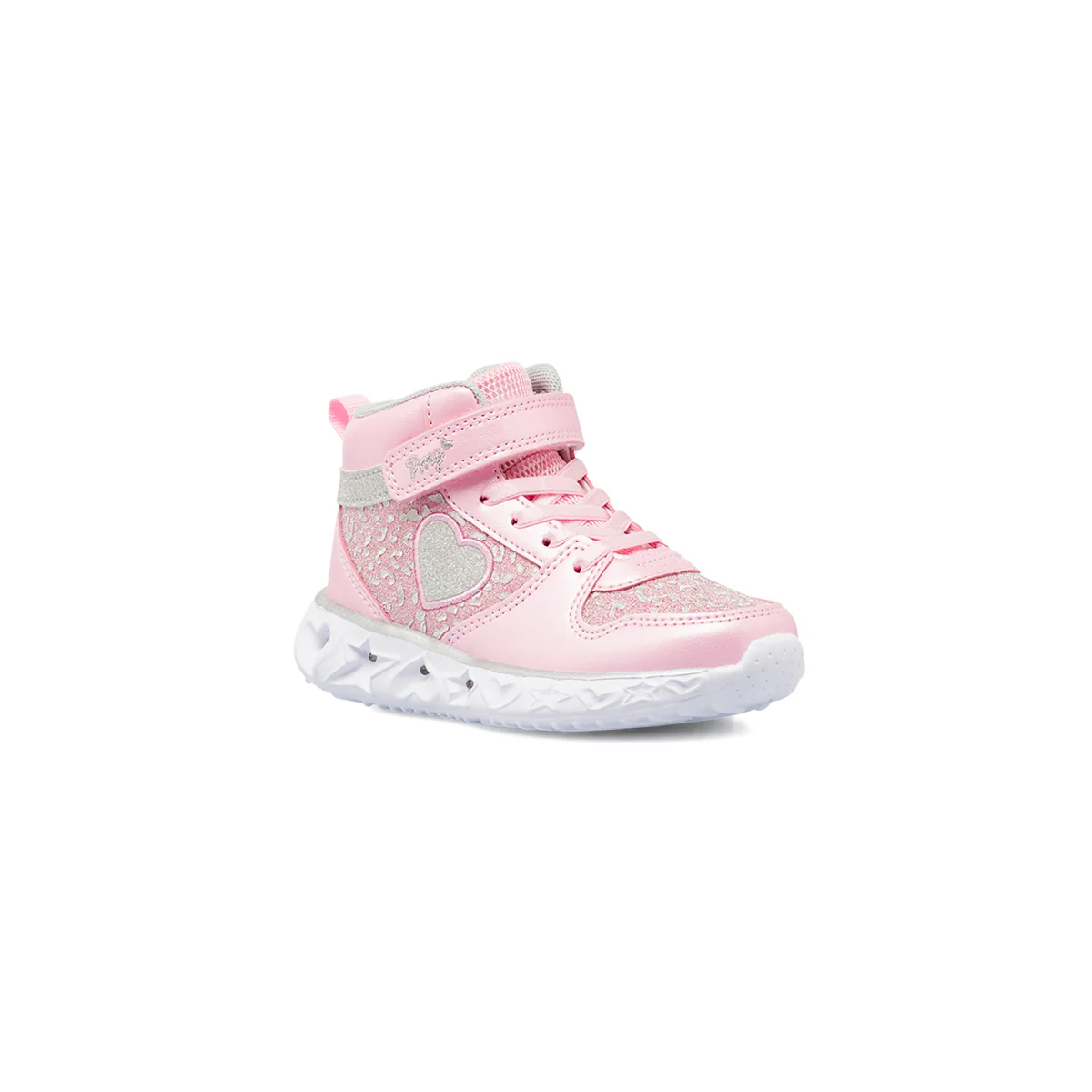 Sneakers mid-cut bambina Primigi rosa con glitter e suola con luci - Image 2