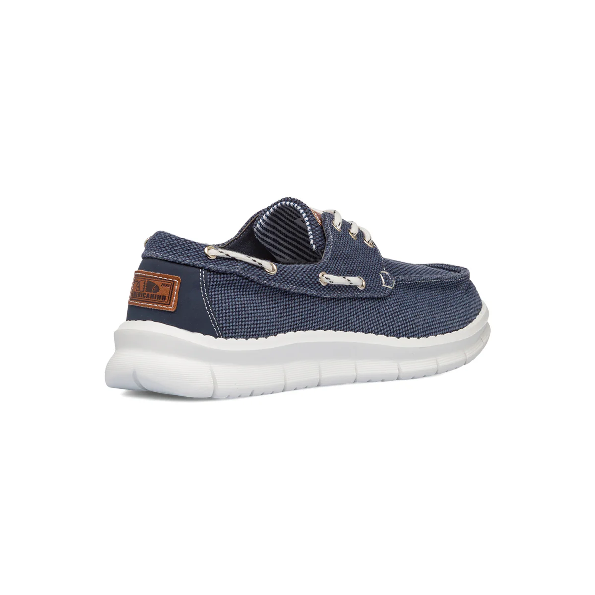 Sneakers mocassini casual da uomo blu effetto jeans con laccetto passante Americanino - Image 3