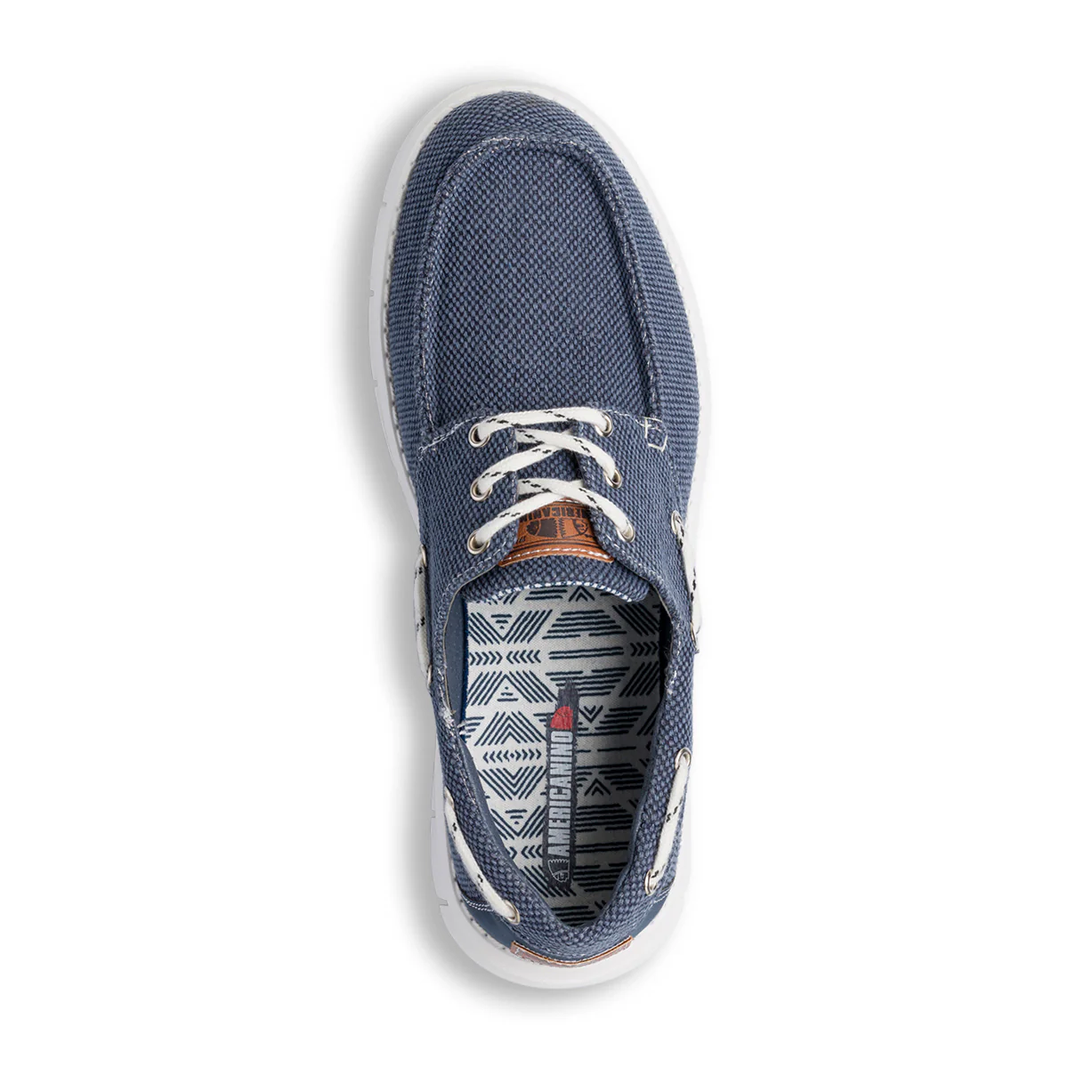 Sneakers mocassini casual da uomo blu effetto jeans con laccetto passante Americanino - Image 5