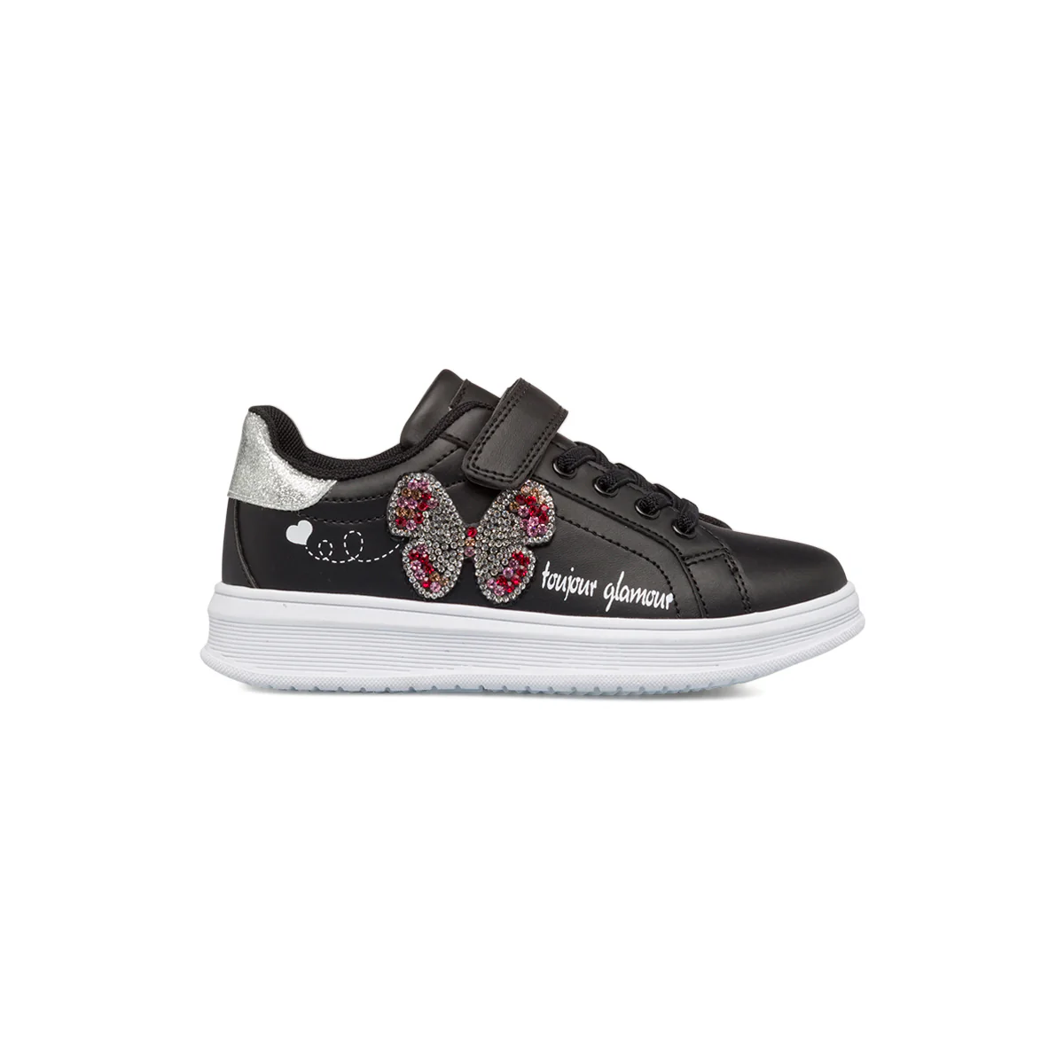 Sneakers nere da bambina con farfalla di strass Le scarpe di Alice