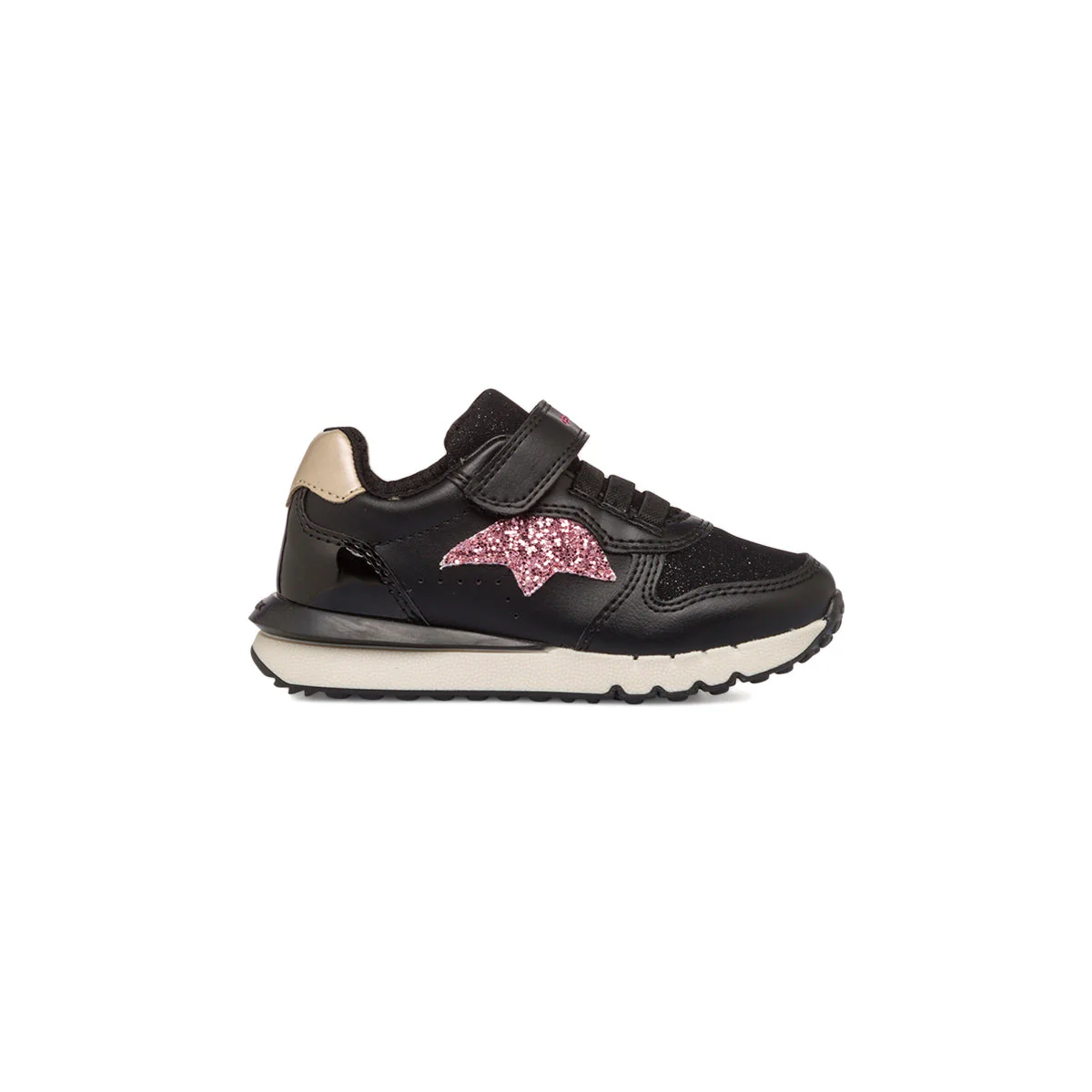 Sneakers nere da bambina con glitter e pailettes nere Geox Fastics