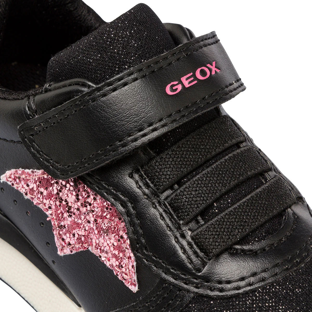 Sneakers nere da bambina con glitter e pailettes nere Geox Fastics - Image 5