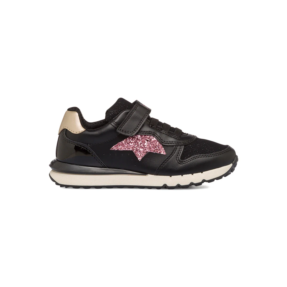 Sneakers nere da bambina con glitter e pailettes nere Geox Fastics
