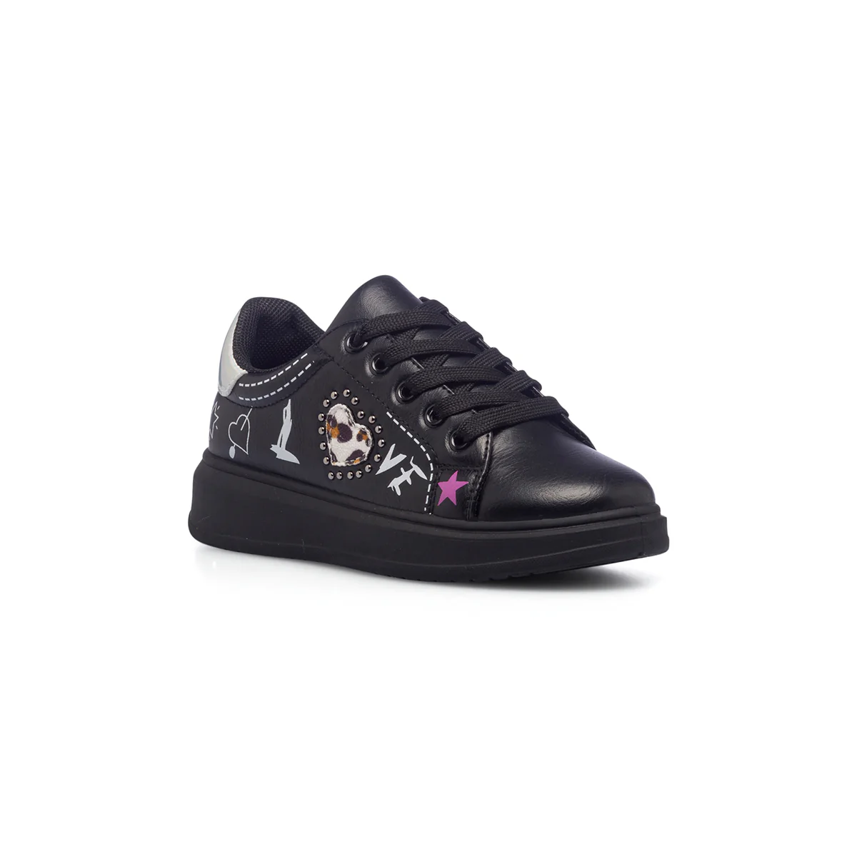 Sneakers nere da bambina con piccole borchie e stampa a contrasto 10 Baci - Image 2