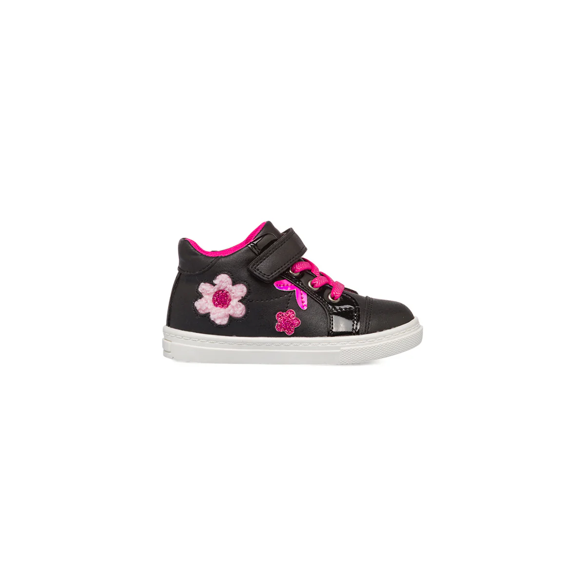 Sneakers nere da bambina primi passi con dettagli fiori rosa e glitter Le Scarpe di Alice