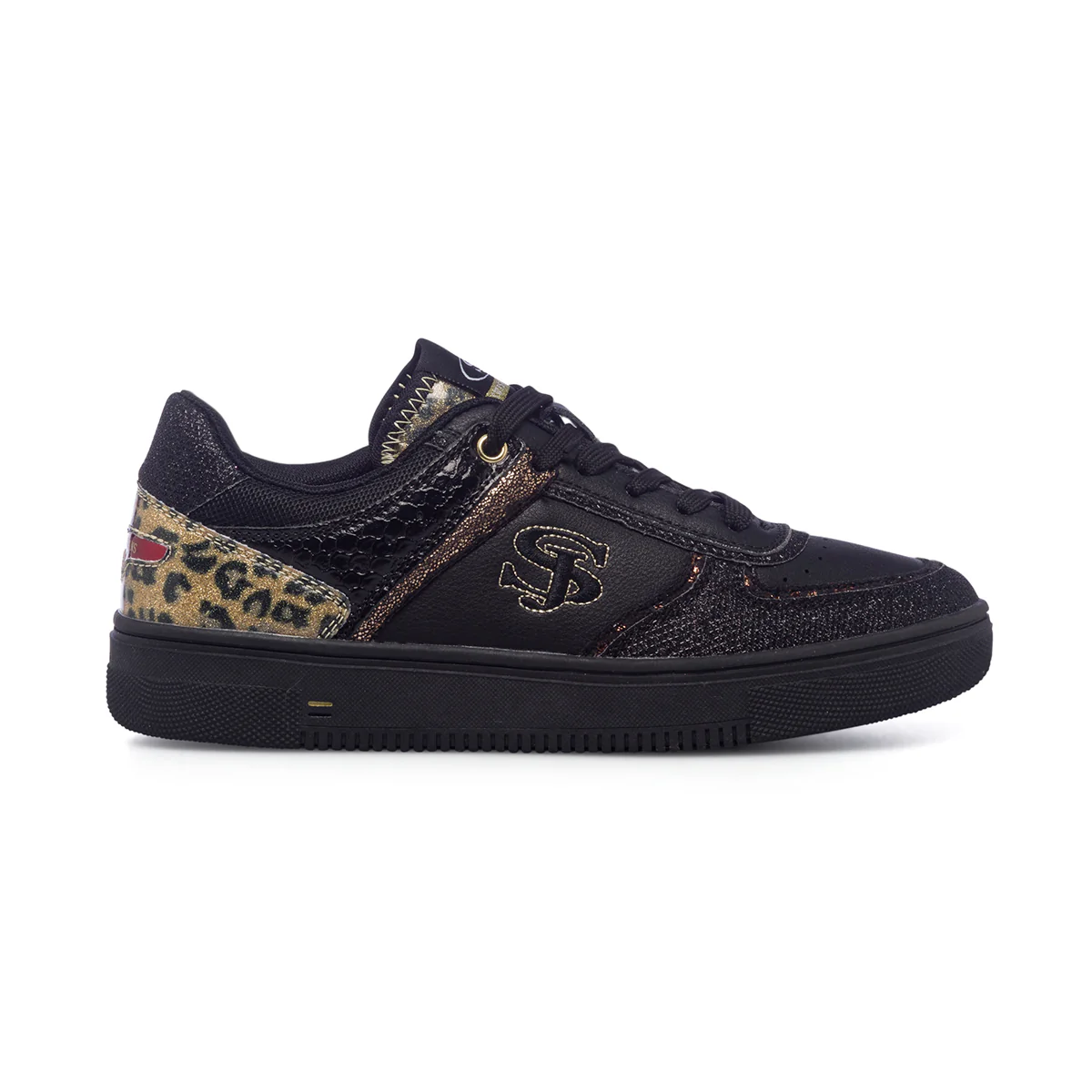 Sneakers nere da donna con glitter e dettagli animalier Swish Jeans