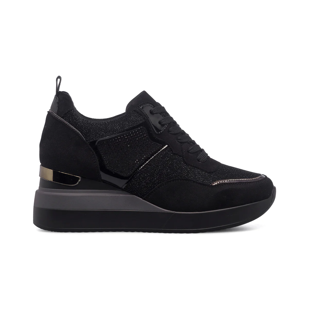 Sneakers nere da donna con suola interna 6 cm e strass Lora Ferres