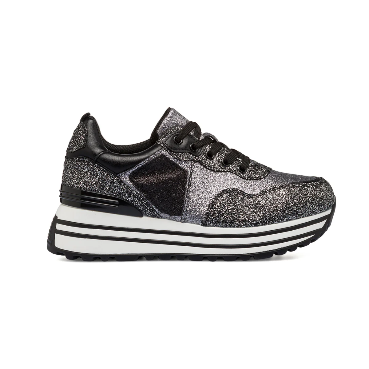 Sneakers nere e argento da donna con glitter e paillettes Lora Ferres - Image 2