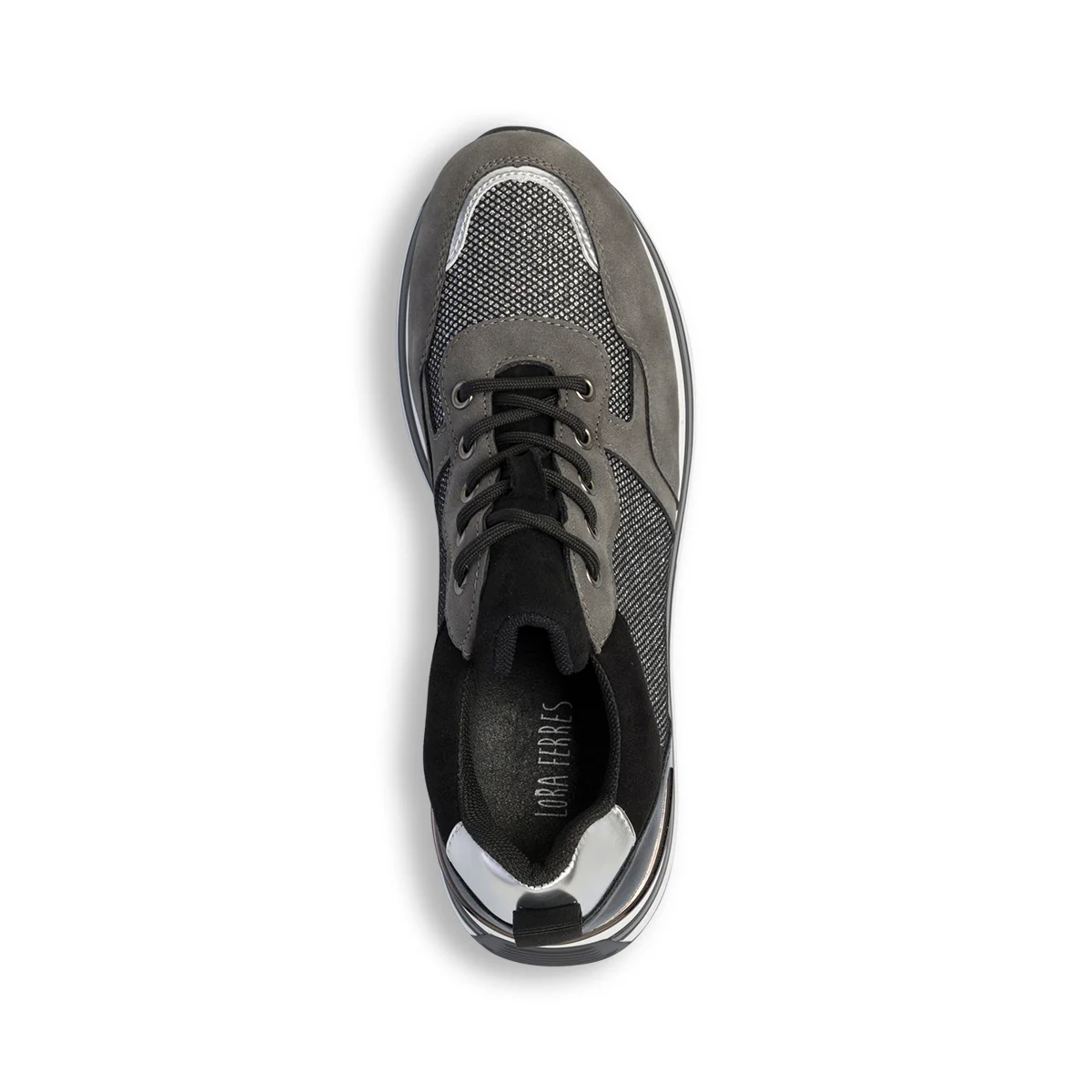 Sneakers grigie glitterate da donna con maxi-suola Lora Ferres - Image 16