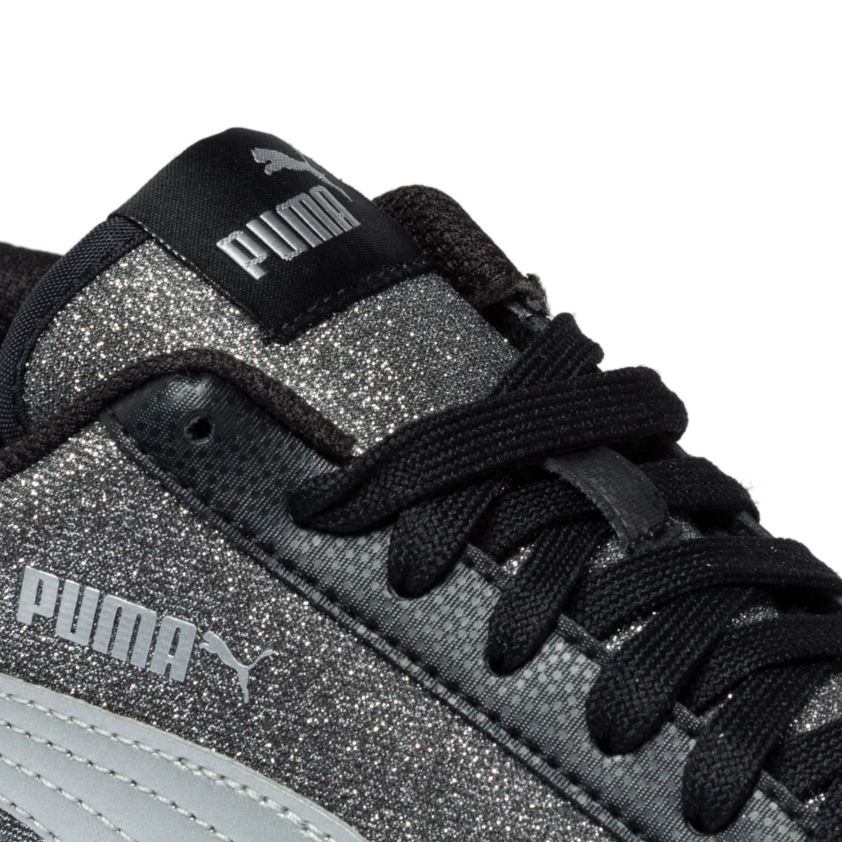 Sneakers nere e argento effetto glitterato con striscia laterale Puma Smash V2 Glitz Glam Jr - Image 6