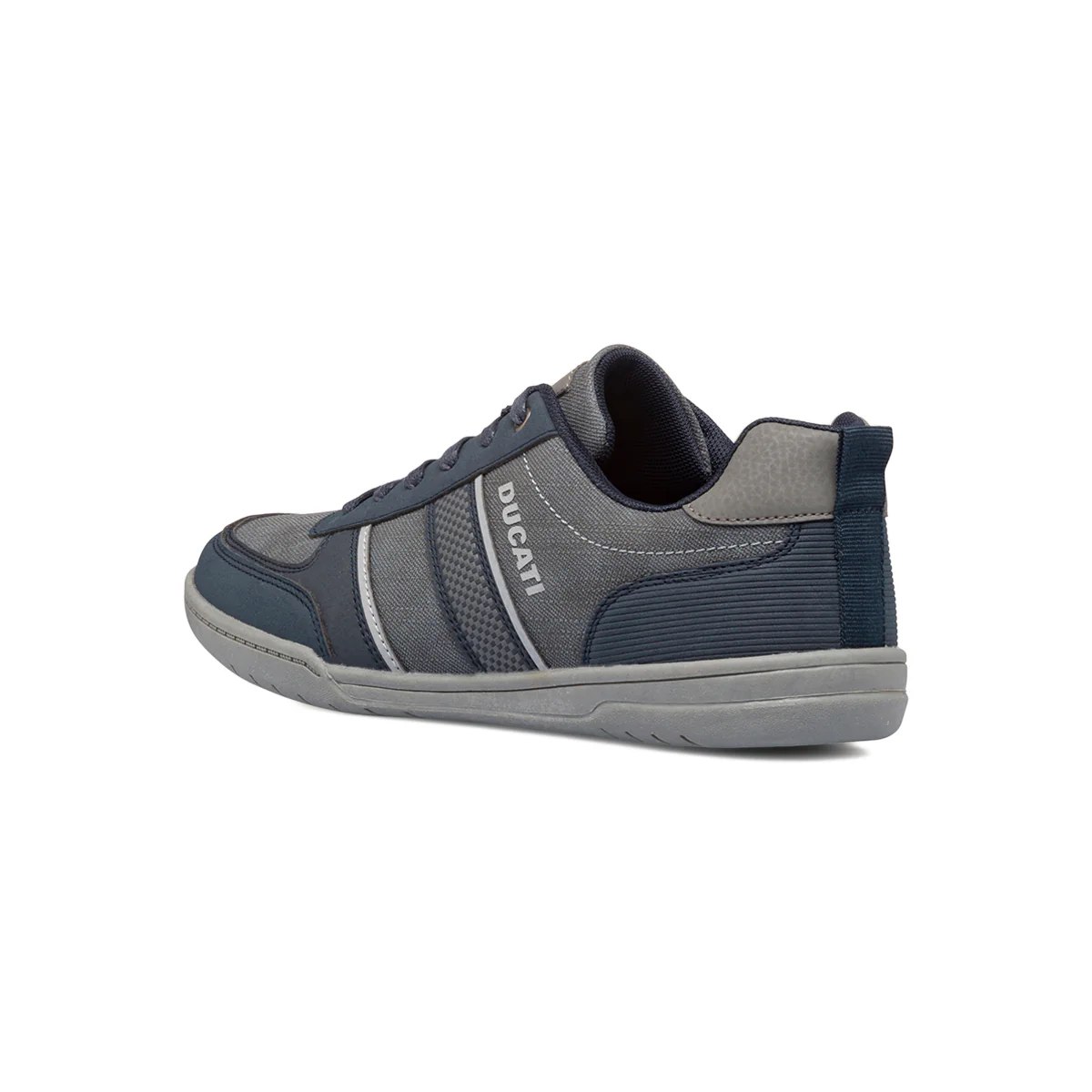 Sneakers nere e grigie da uomo con strisce laterali a scacchi Ducati - Image 3