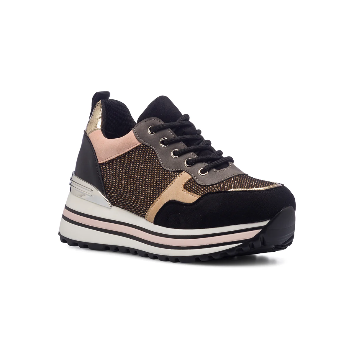 Sneakers nere e oro da donna con maxi-suola e strass Lora Ferres - Image 2