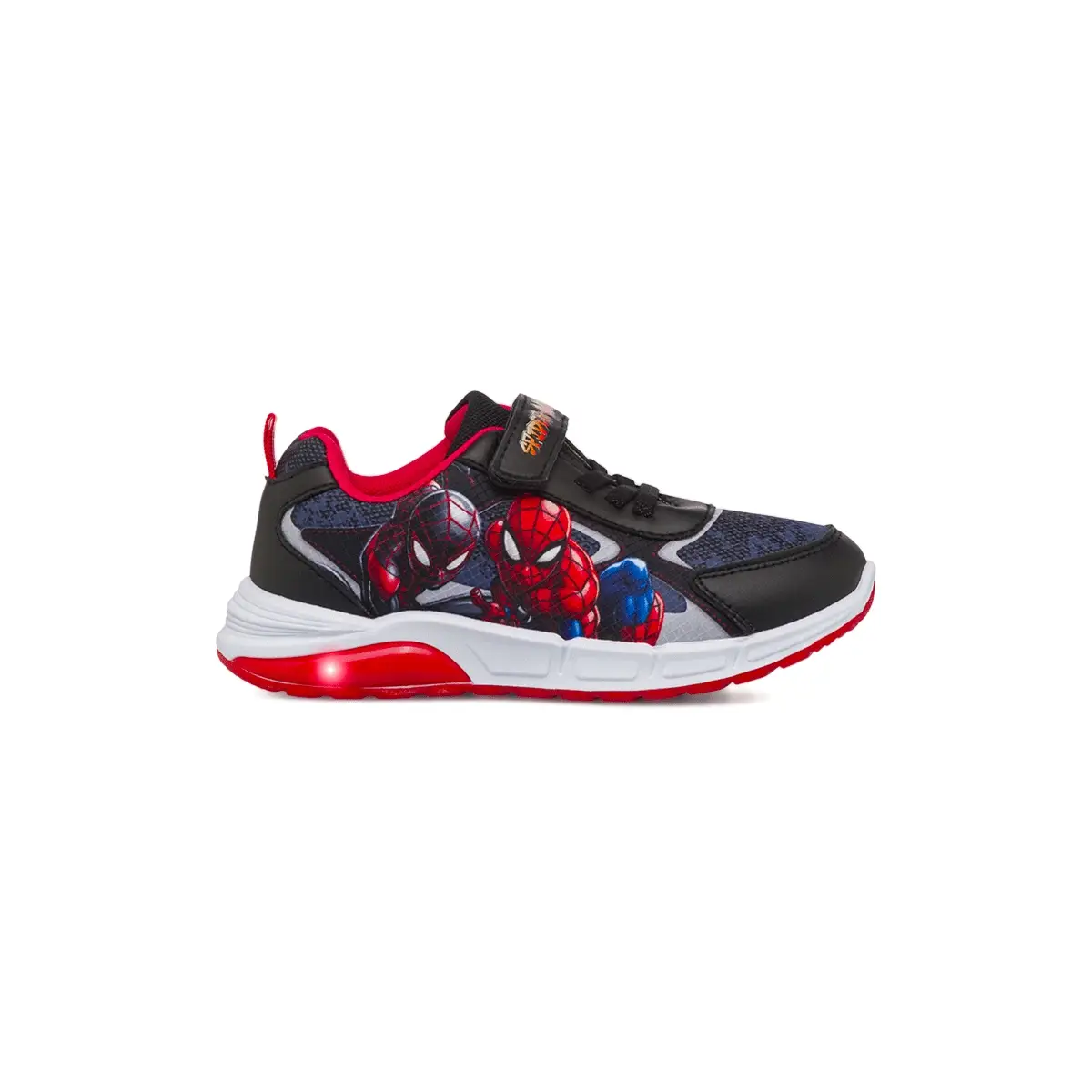 Sneakers nere e rosse da Bambino con luci nella suola Spiderman