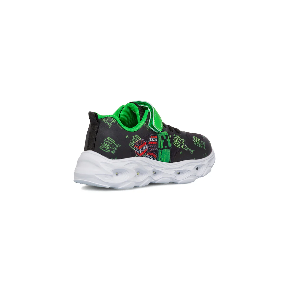 Sneakers nere e verdi da Bambino con luci e stampa Minecraft - Image 4