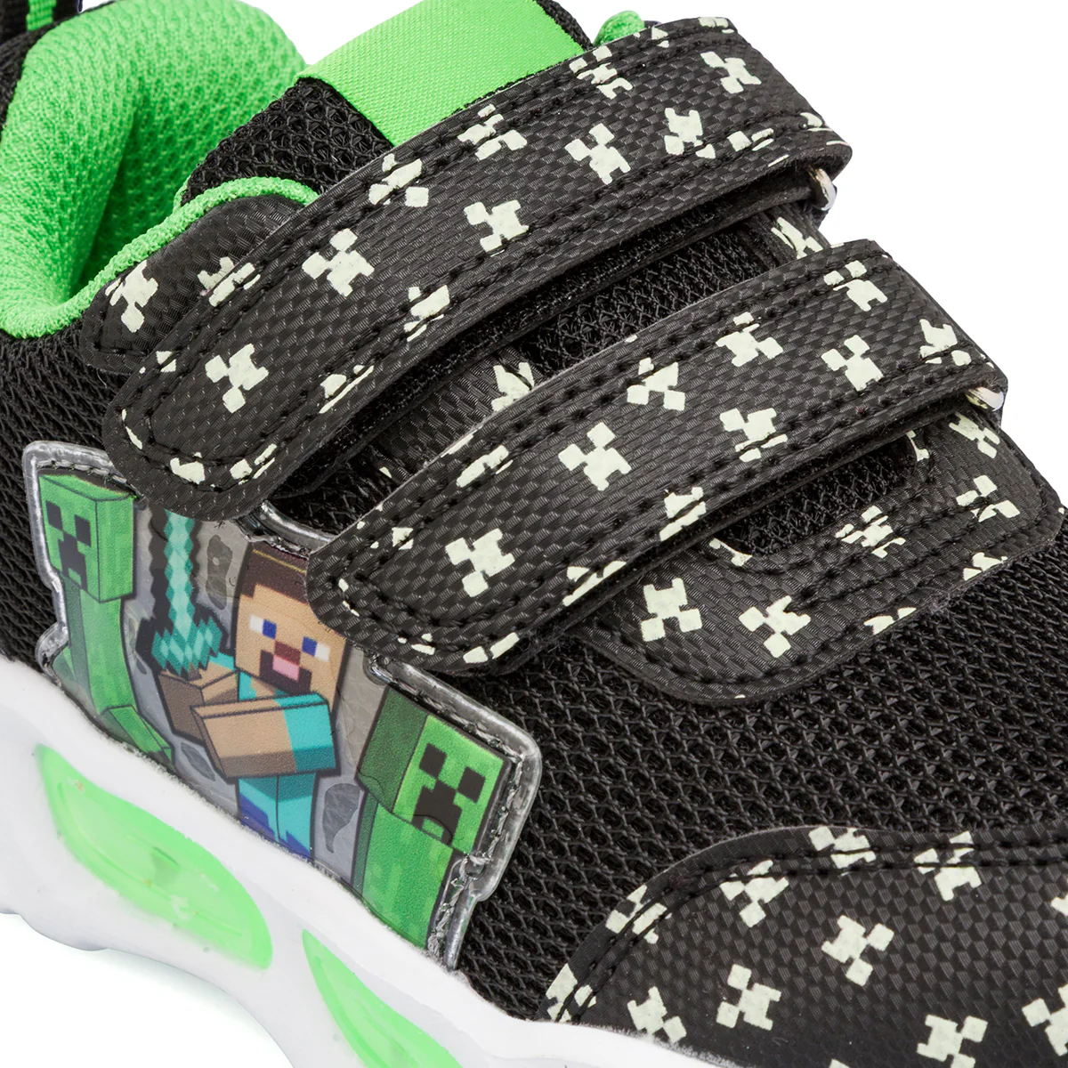 Sneakers nere e verdi da Bambino con Luci nella suola Minecraft - Image 4