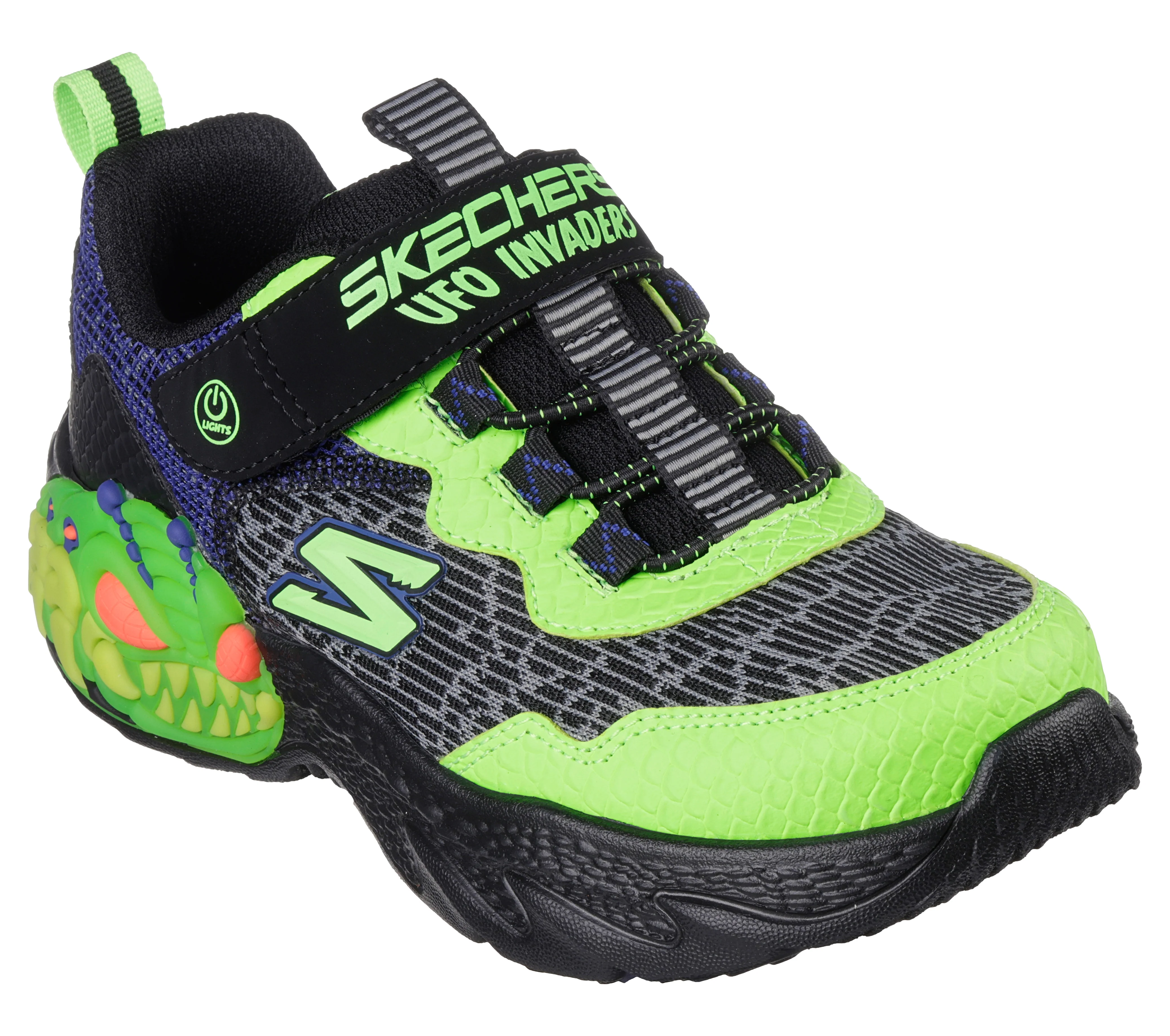 Sneakers nere e verdi da bambino con luci nella suola Skechers S-Lights: Creature-Lights - Image 2