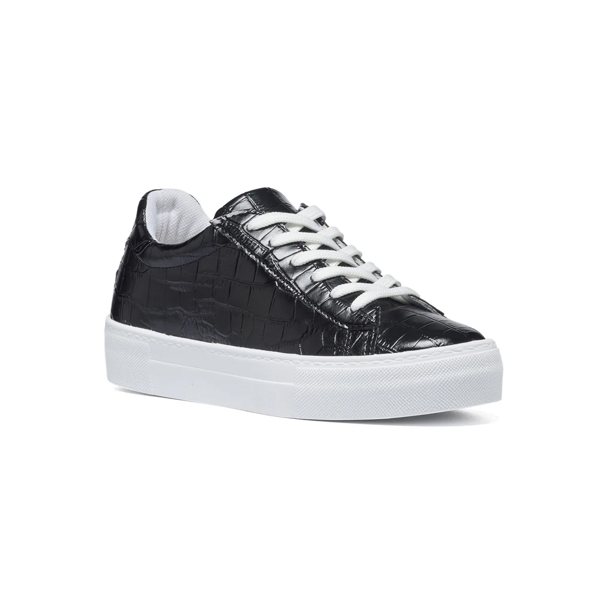Sneakers nere effetto squamato con lacci bianchi Lora Ferres - Image 2