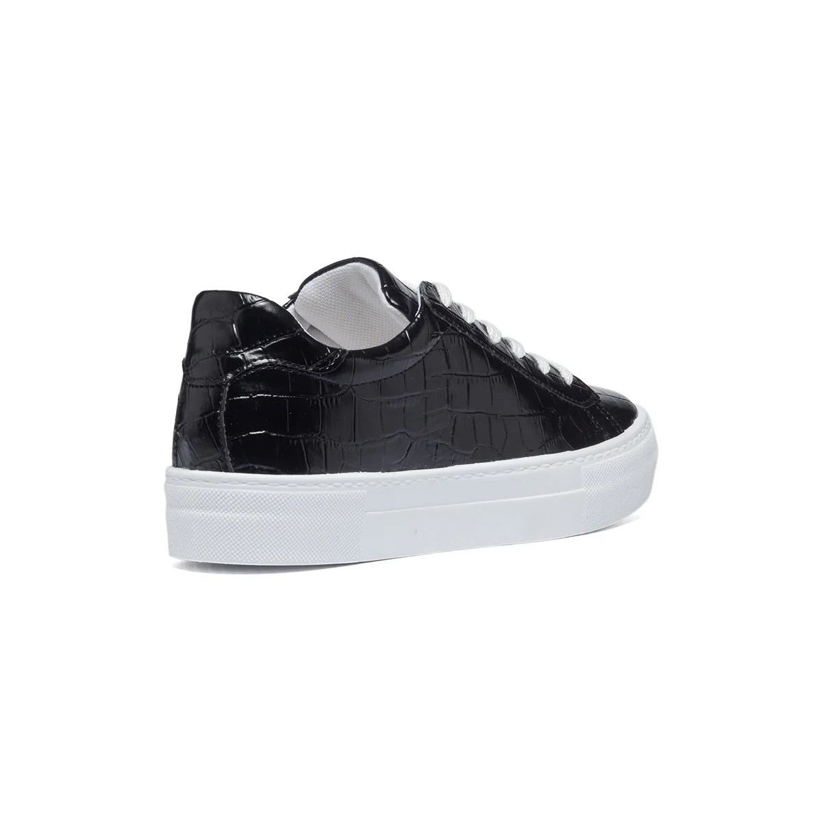 Sneakers nere effetto squamato con lacci bianchi Lora Ferres - Image 3