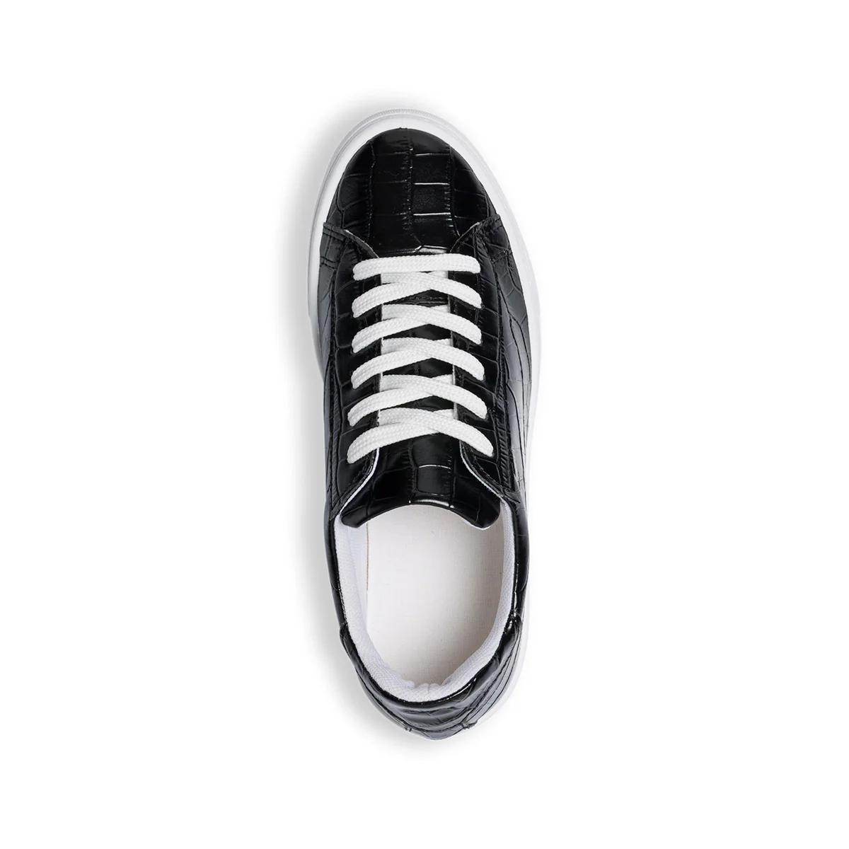 Sneakers nere effetto squamato con lacci bianchi Lora Ferres - Image 8