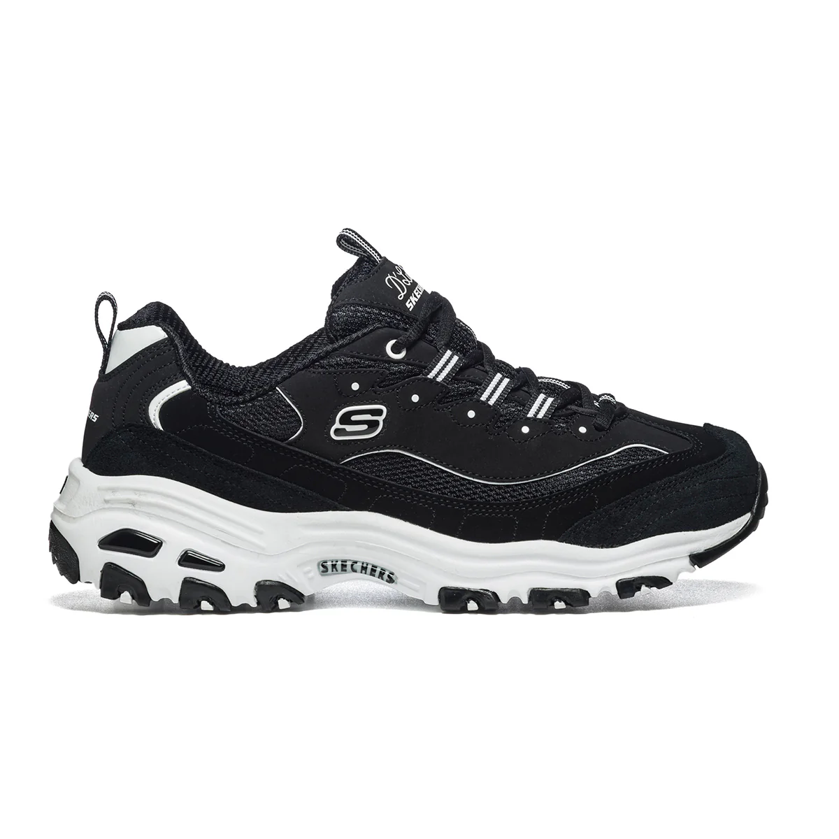 Sneakers nere in similpelle e tessuto con sottopiede Memory Foam Skechers D'Lites