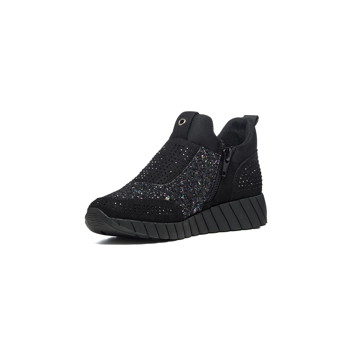 Sneakers nere in tessuto con dettagli glitterati e applicazione di strass Le scarpe di Alice - Image 5