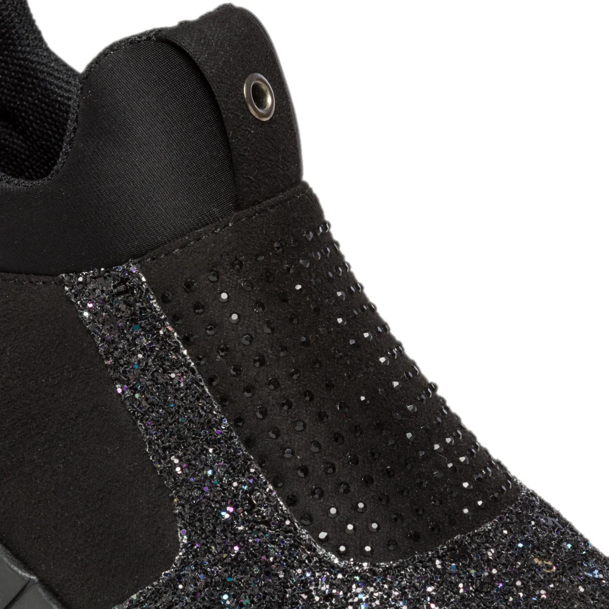 Sneakers nere in tessuto con dettagli glitterati e applicazione di strass Le scarpe di Alice - Image 7