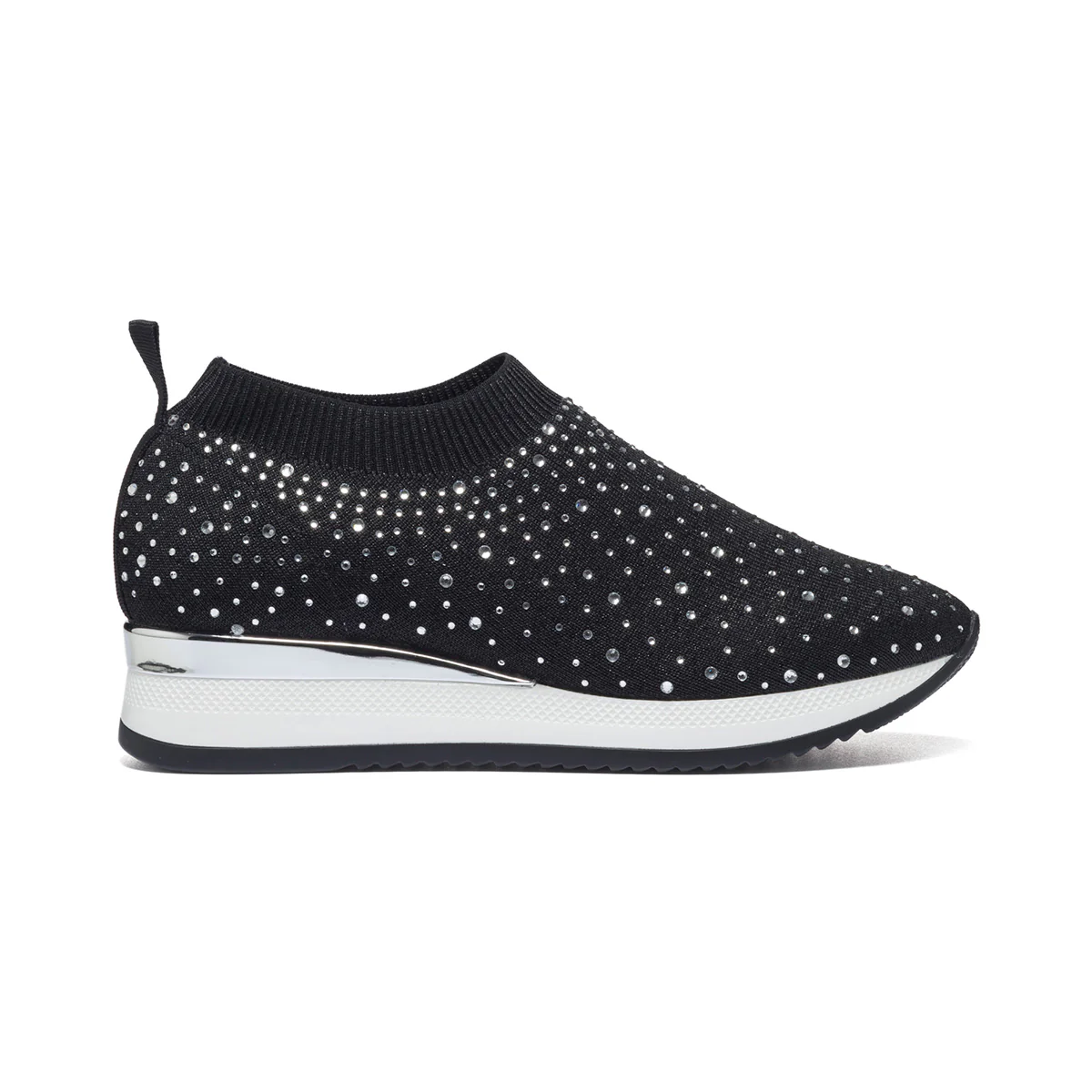 Sneakers slip-on nere in tessuto con strass Lora Ferres