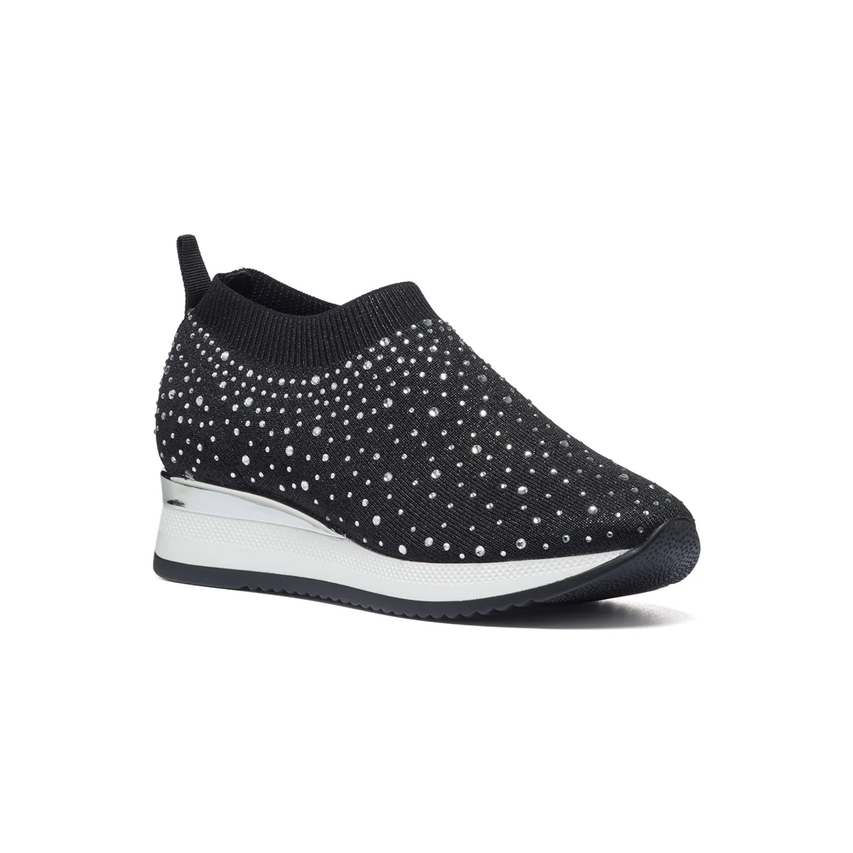 Sneakers slip-on nere in tessuto con strass Lora Ferres - Image 2