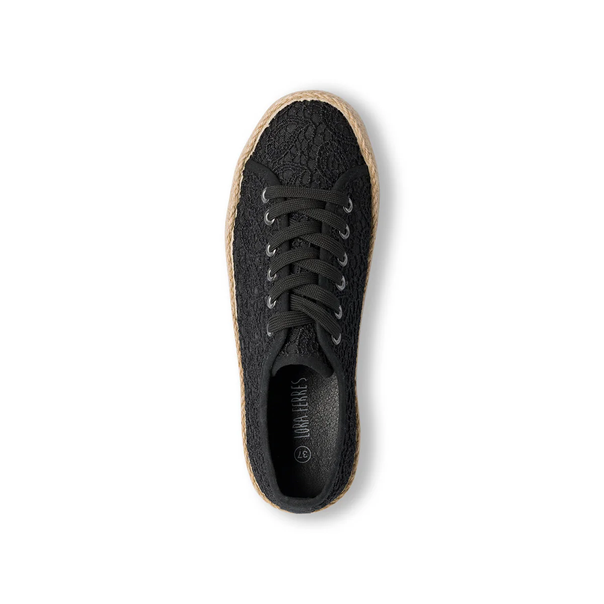 Sneakers nero da donna con suola in corda Lora Ferres - Image 4