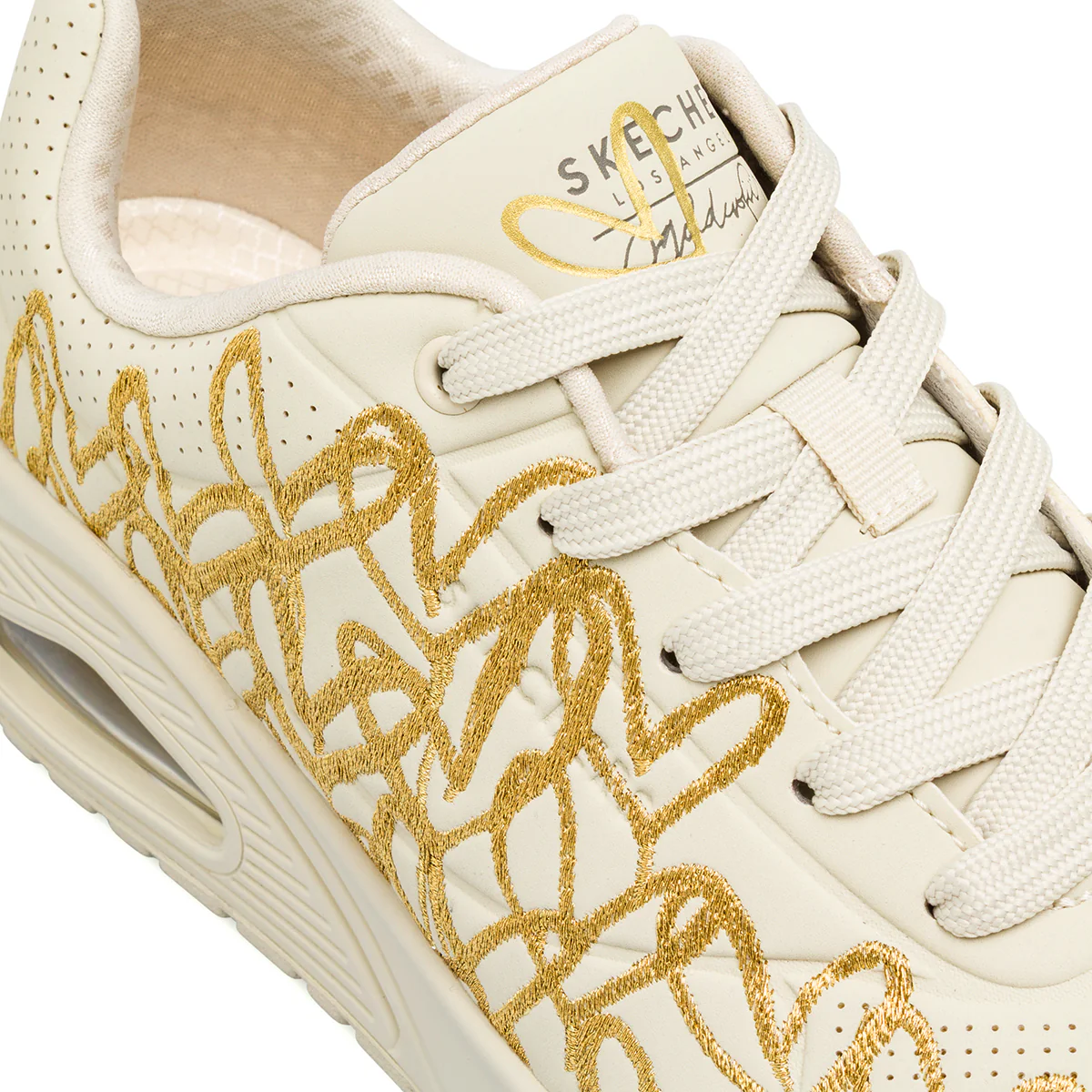 Sneakers nude da Donna con dettagli oro Skechers UNO - Image 4