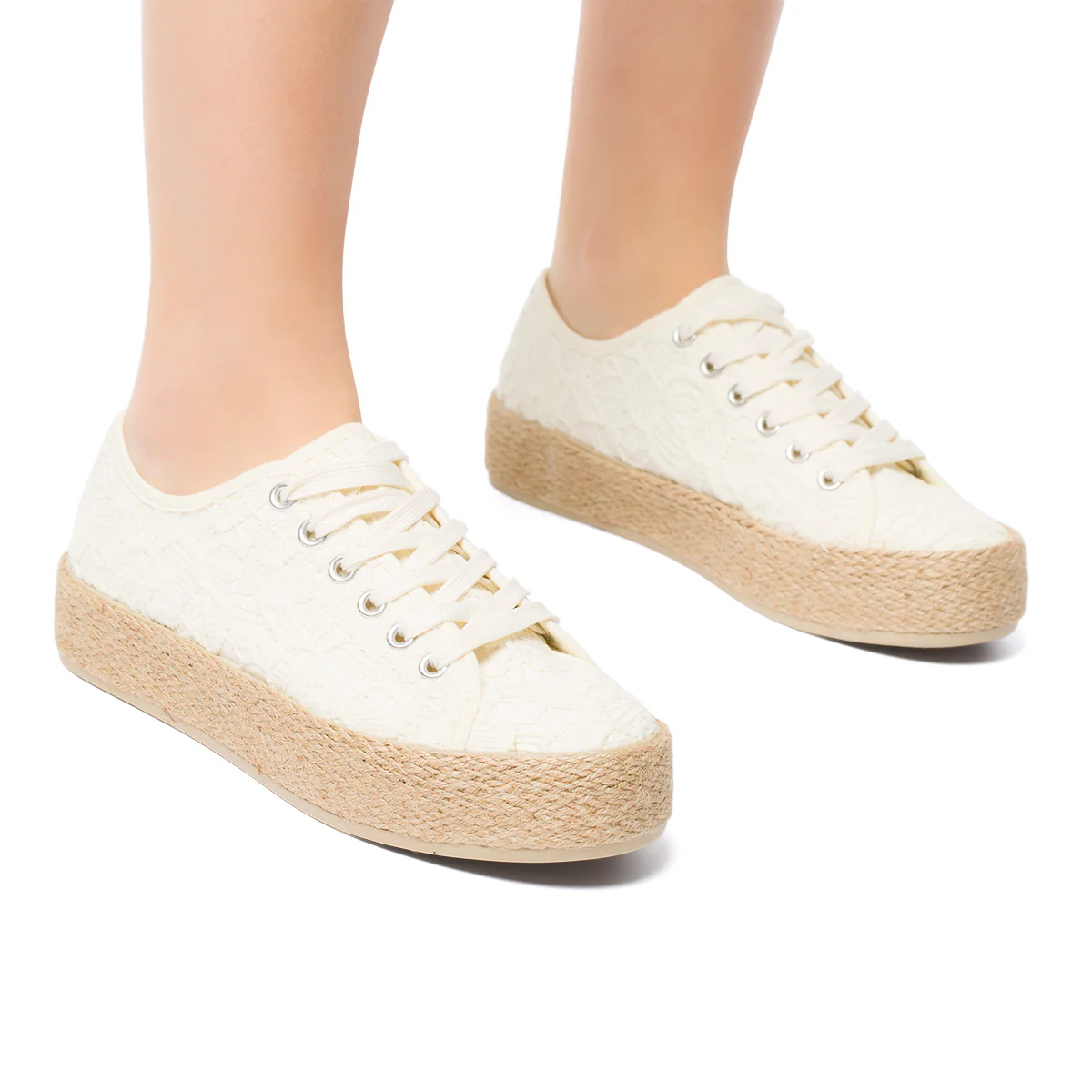 Sneakers off-white da donna con suola in corda Lora Ferres