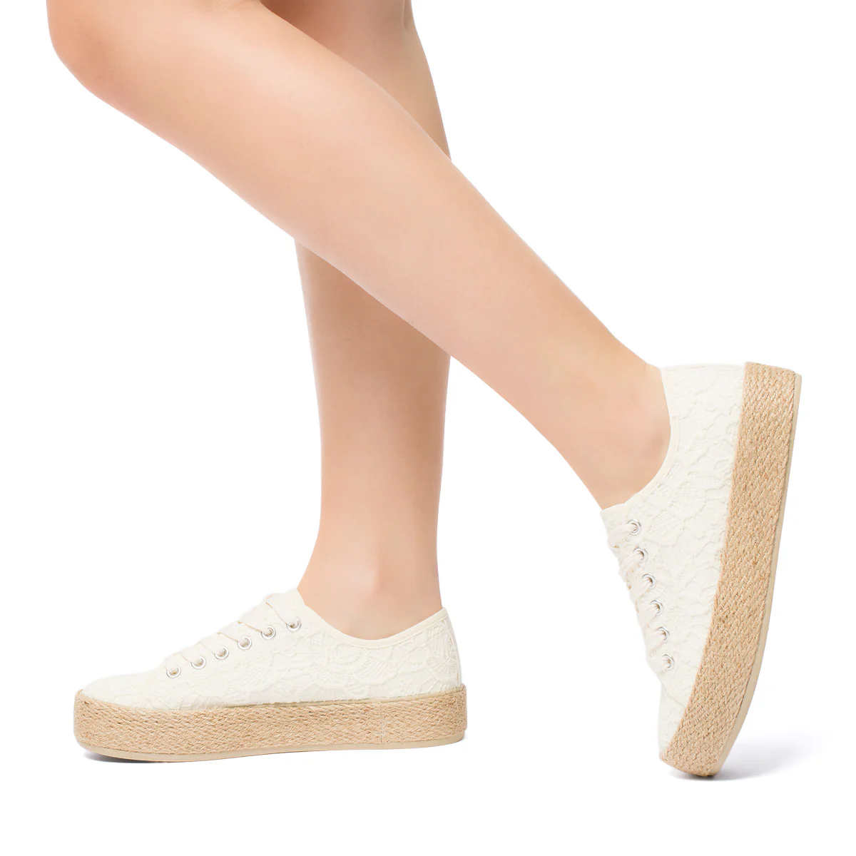 Sneakers off-white da donna con suola in corda Lora Ferres - Image 3