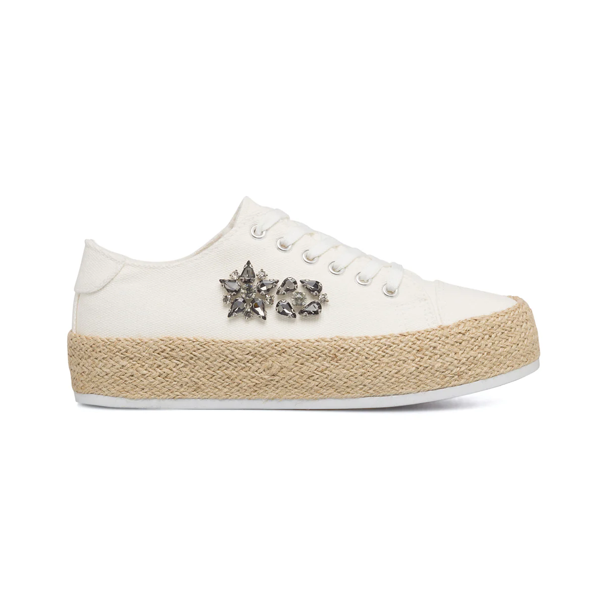 Sneakers off-white da donna in canvas con suola in corda Lora Ferres