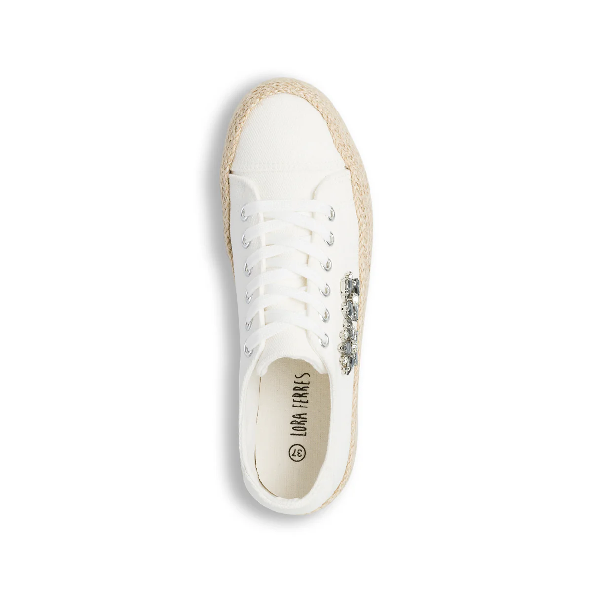 Sneakers off-white da donna in canvas con suola in corda Lora Ferres - Image 8