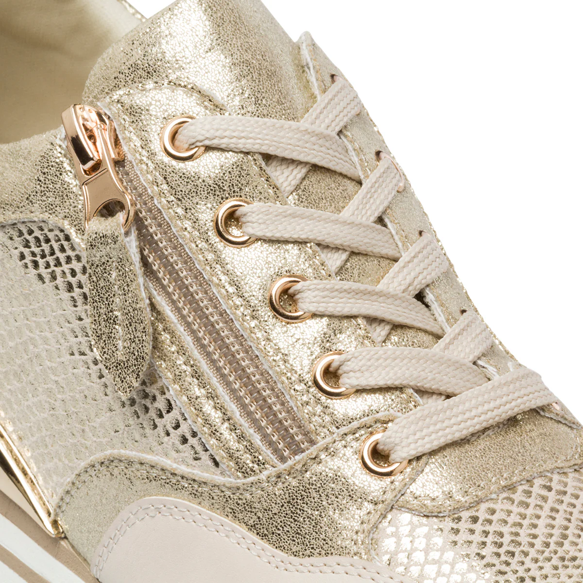 Sneakers oro da donna con zeppa 4 cm Lora Ferres - Image 11