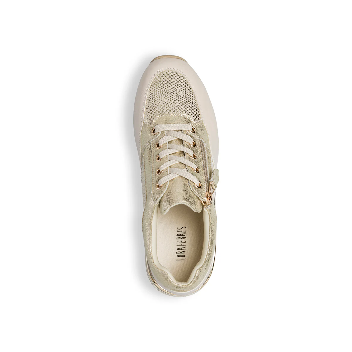 Sneakers oro da donna con zeppa 4 cm Lora Ferres - Image 13